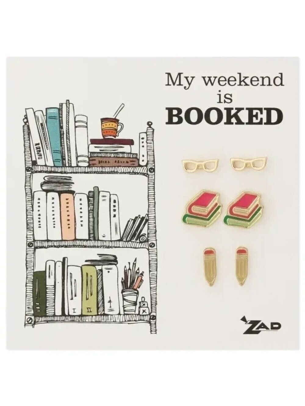 Book Worm 3 Pair Earring Set